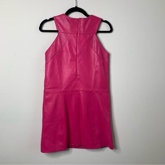 Bod and Christensen hot pink leather fuchsia shift dress size‎ 4 NEW barbie - Picture 6 of 9